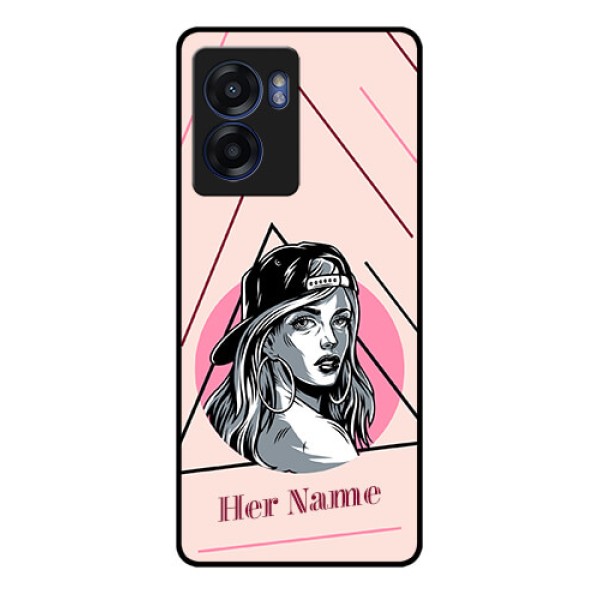 Oppo K10 5G Personalized Glass Phone Case - Rockstar Girl Design