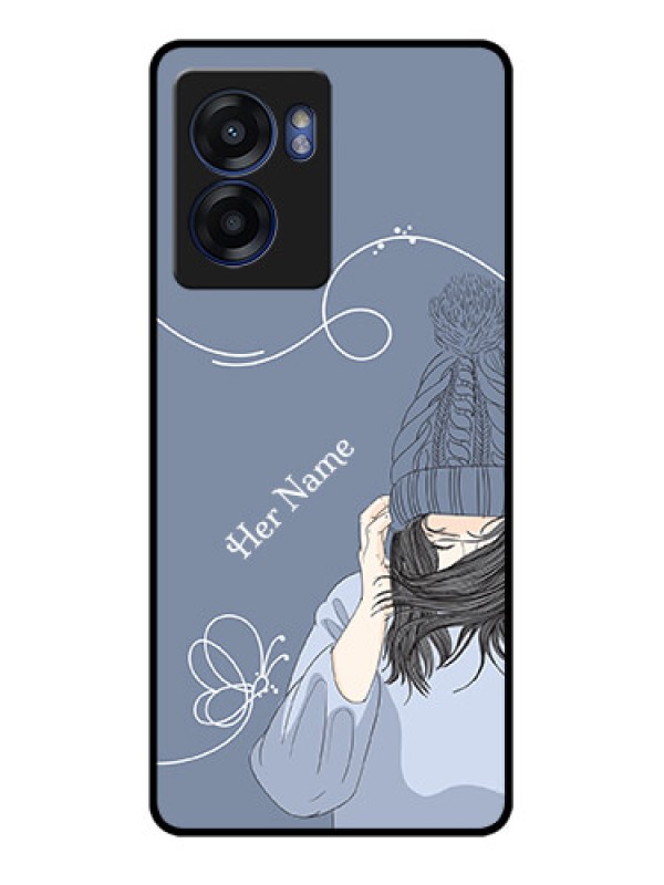 Custom Oppo K10 5G Custom Glass Mobile Case - Girl in winter outfit Design