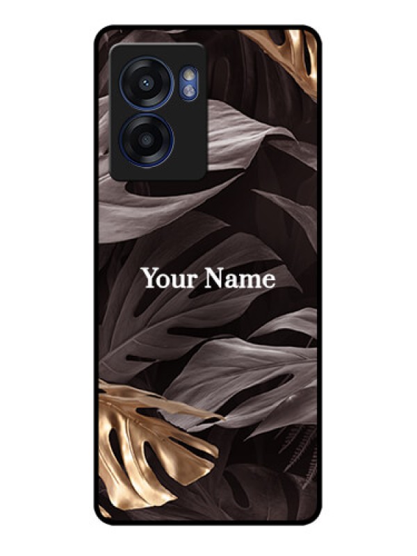 Custom Oppo K10 5G Personalised Glass Phone Case - Wild Leaves digital paint Design
