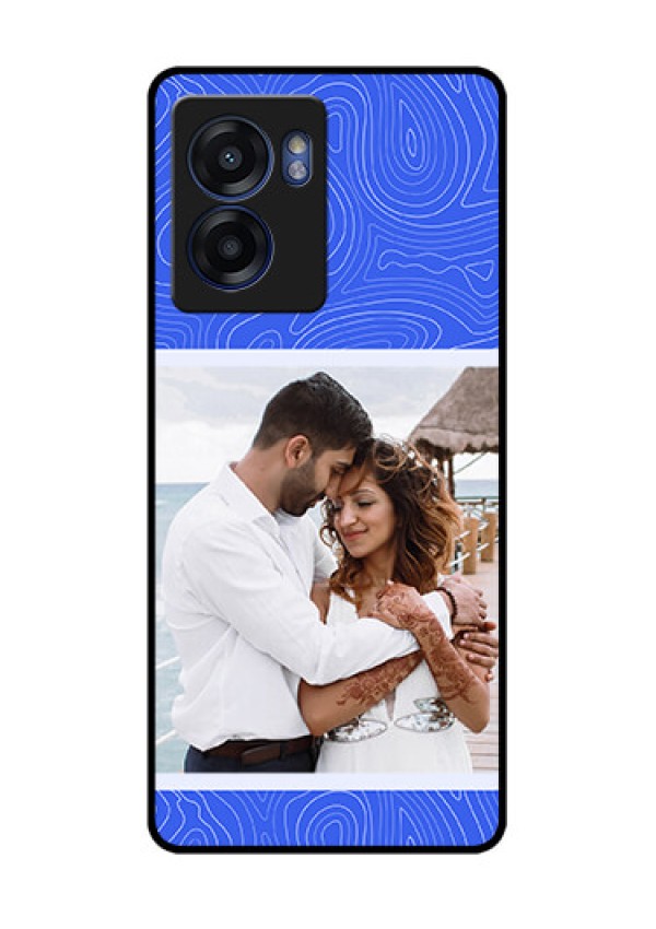 Oppo K10 5G Custom Glass Mobile Case - Curved line art with blue and white Design