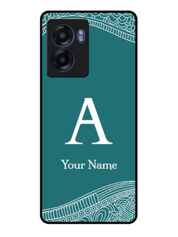 Custom Oppo K10 5G Personalized Glass Phone Case - line art pattern with custom name Design