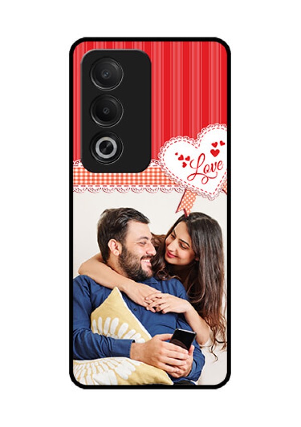 Oppo K12x 5G Custom Glass Phone Case - Red Love Pattern Design