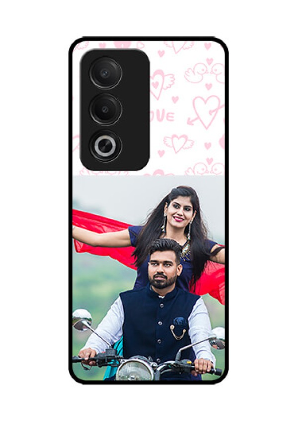 Oppo K12x 5G Custom Glass Phone Case - Pink Flying Heart Design