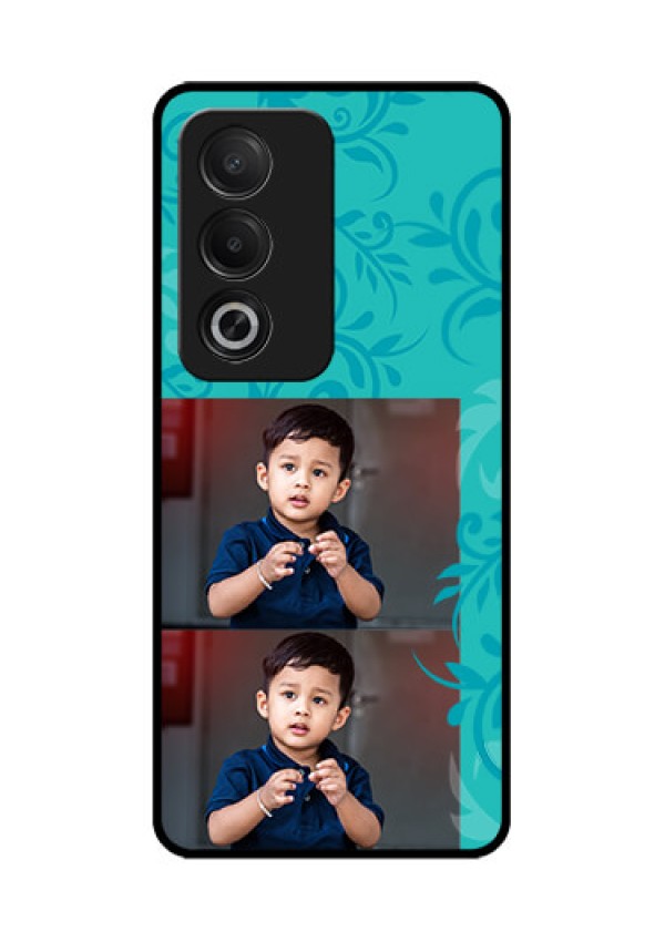 Oppo K12x 5G Custom Glass Phone Case - With Photo And Green Floral Design