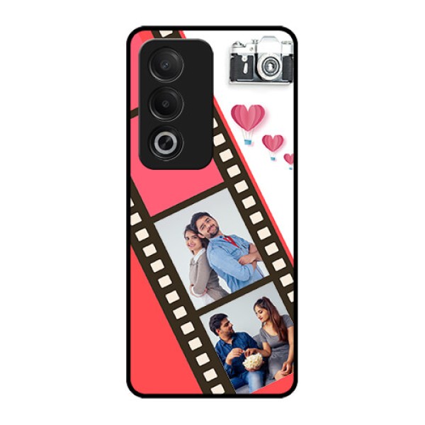 Oppo K12x 5G Custom Glass Phone Case - 3 Image Holder With Film Reel