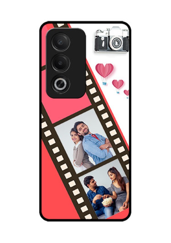 Oppo K12x 5G Custom Glass Phone Case - 3 Image Holder With Film Reel