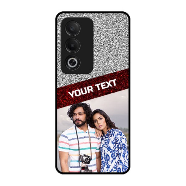 Oppo K12x 5G Custom Glass Phone Case - Image Holder With Glitter Strip Design Oppo K12x 5G Custom Glass Phone Case - Image Holder With Glitter Strip Design