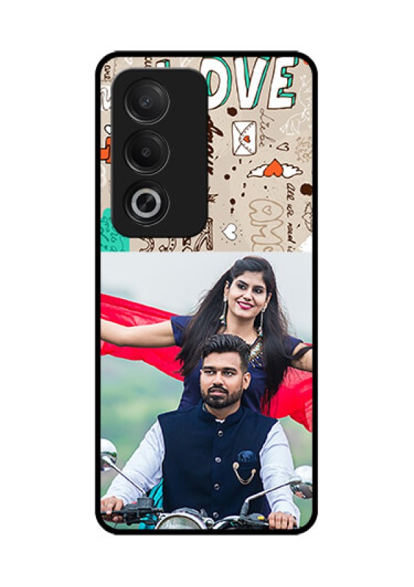 Oppo K12x 5G Custom Glass Phone Case - Love Doodle Pattern