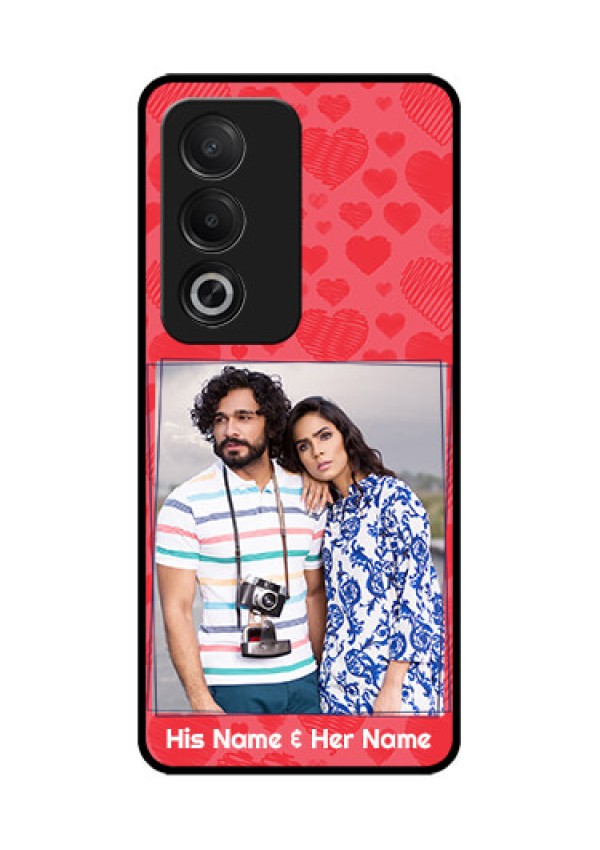 Oppo K12x 5G Custom Glass Phone Case - With Red Heart Symbols Design
