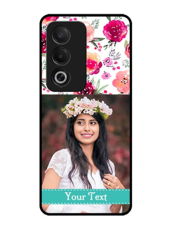 Custom Oppo K12x 5G Custom Glass Phone Case - Water Colors Floral Design