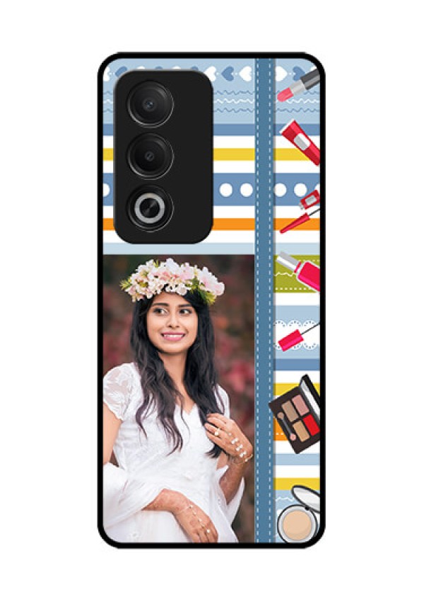Oppo K12x 5G Custom Glass Phone Case - Makeup Icons Design