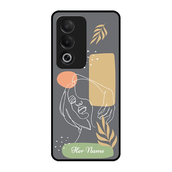 Oppo K12x 5G Custom Glass Phone Case - Gazing Woman Line Art Design Oppo K12x 5G Custom Glass Phone Case - Gazing Woman Line Art Design