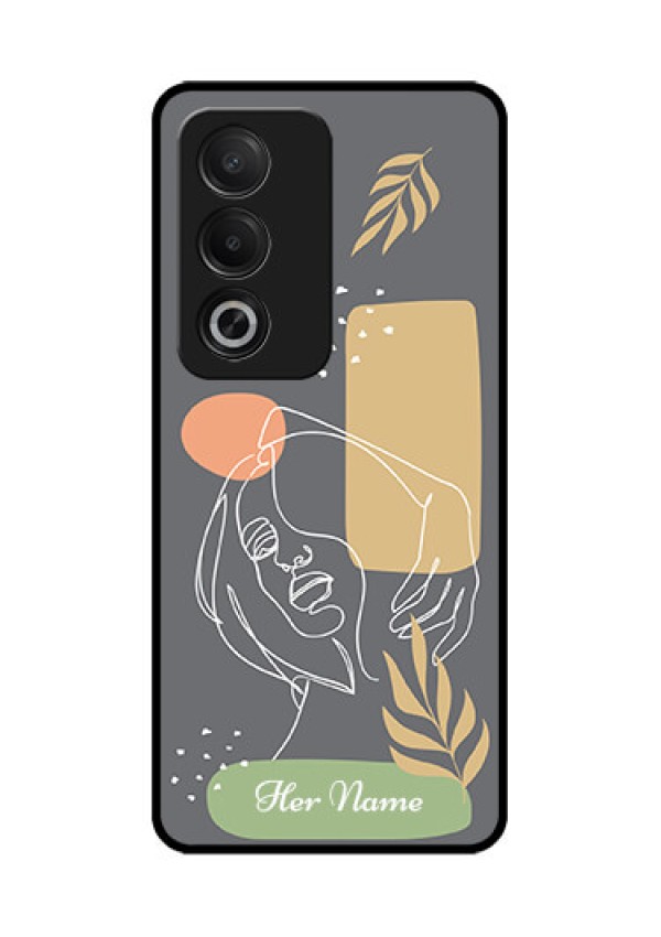 Oppo K12x 5G Custom Glass Phone Case - Gazing Woman Line Art Design