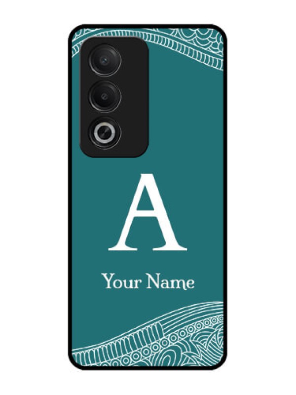 Custom Oppo K12x 5G Custom Glass Phone Case - Line Art Pattern With Custom Name Design