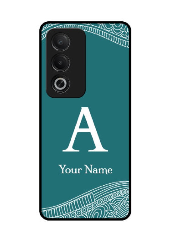 Oppo K12x 5G Custom Glass Phone Case - Line Art Pattern With Custom Name Design