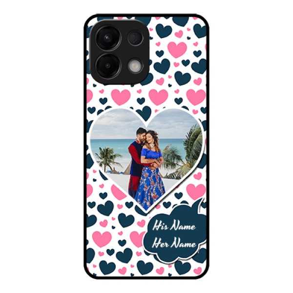Oppo K13 5G Custom Glass Phone Case - Pink & Blue Heart Design