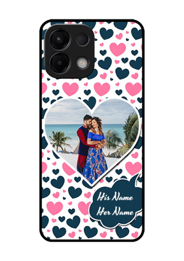 Oppo K13 5G Custom Glass Phone Case - Pink & Blue Heart Design