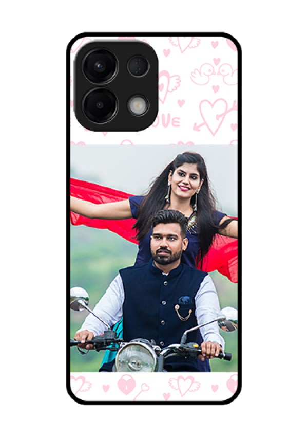 Oppo K13 5G Custom Glass Phone Case - Pink Flying Heart Design