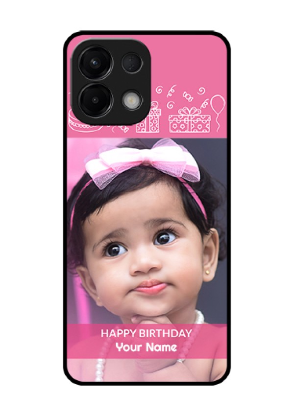 Oppo K13 5G Custom Glass Phone Case - With Birthday Line Art Design
