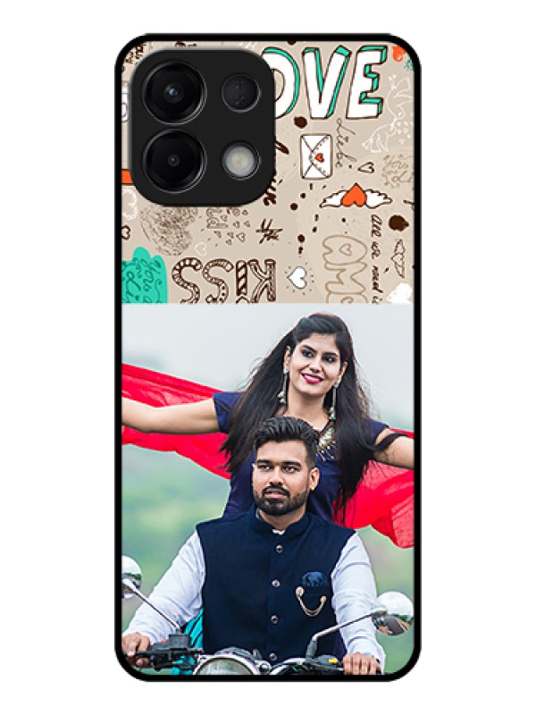 Custom Oppo K13 5G Custom Glass Phone Case - Love Doodle Pattern