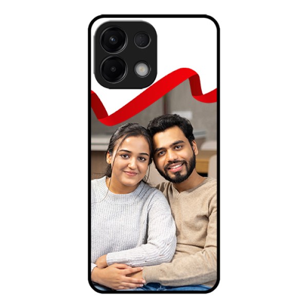 Oppo K13 5G Custom Glass Phone Case - Red Ribbon Frame Design