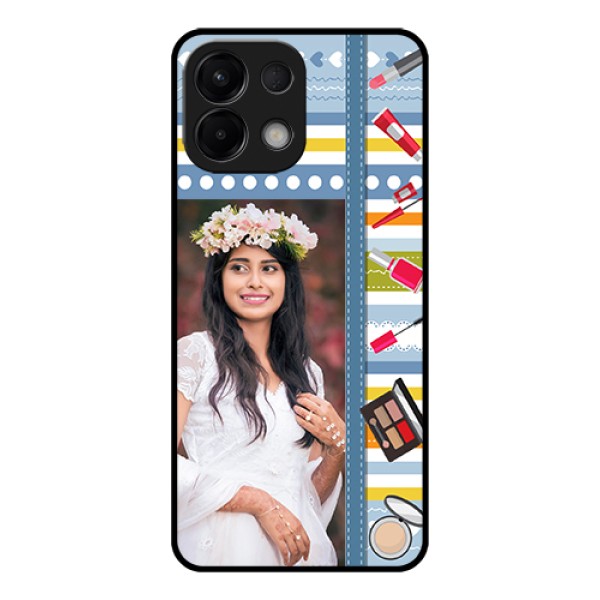 Oppo K13 5G Custom Glass Phone Case - Makeup Icons Design