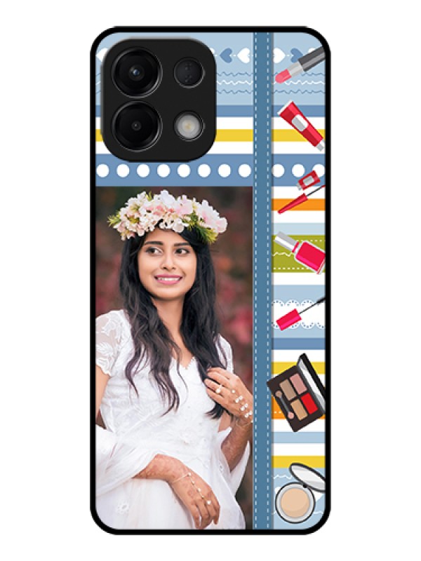 Custom Oppo K13 5G Custom Glass Phone Case - Makeup Icons Design