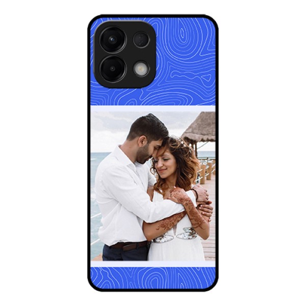 Oppo K13 5G Custom Glass Phone Case - Curved Line Art With Blue And White Design Oppo K13 5G Custom Glass Phone Case - Curved Line Art With Blue And White Design