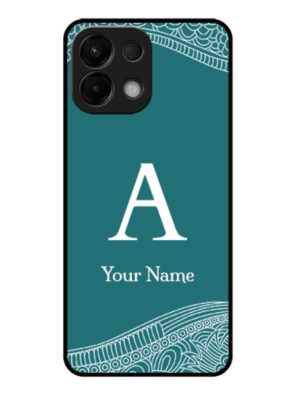 Custom Oppo K13 5G Custom Glass Phone Case - Line Art Pattern With Custom Name Design