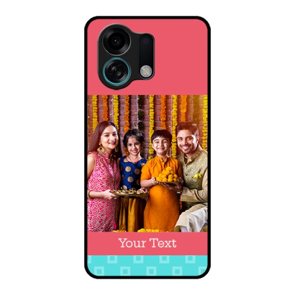 Oppo K13 Turbo 5G Custom Glass Phone Case - Peach & Blue Color Design