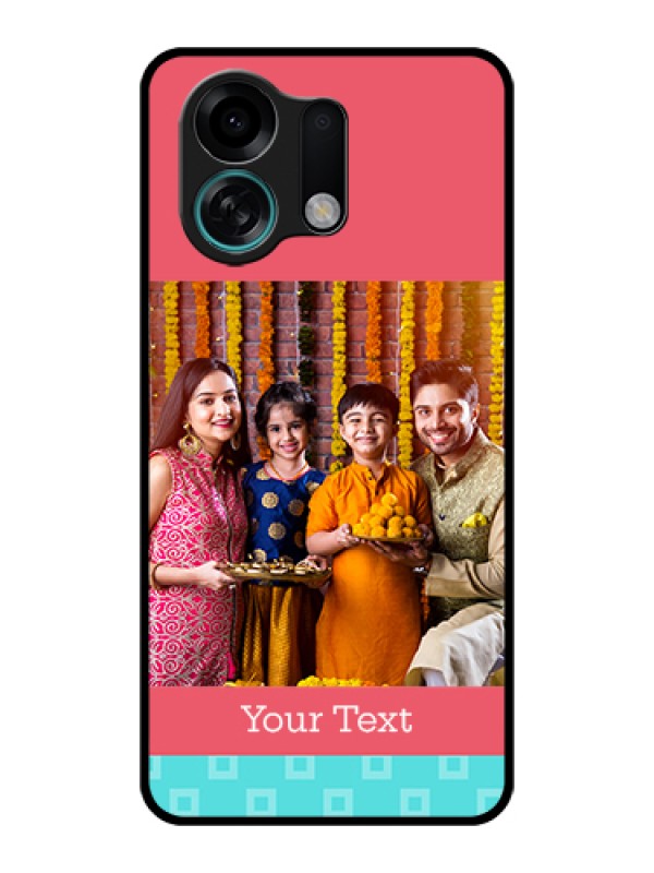 Custom Oppo K13 Turbo 5G Custom Glass Phone Case - Peach & Blue Color Design