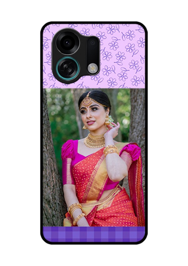 Oppo K13 Turbo 5G Custom Glass Phone Case - Purple Floral Design