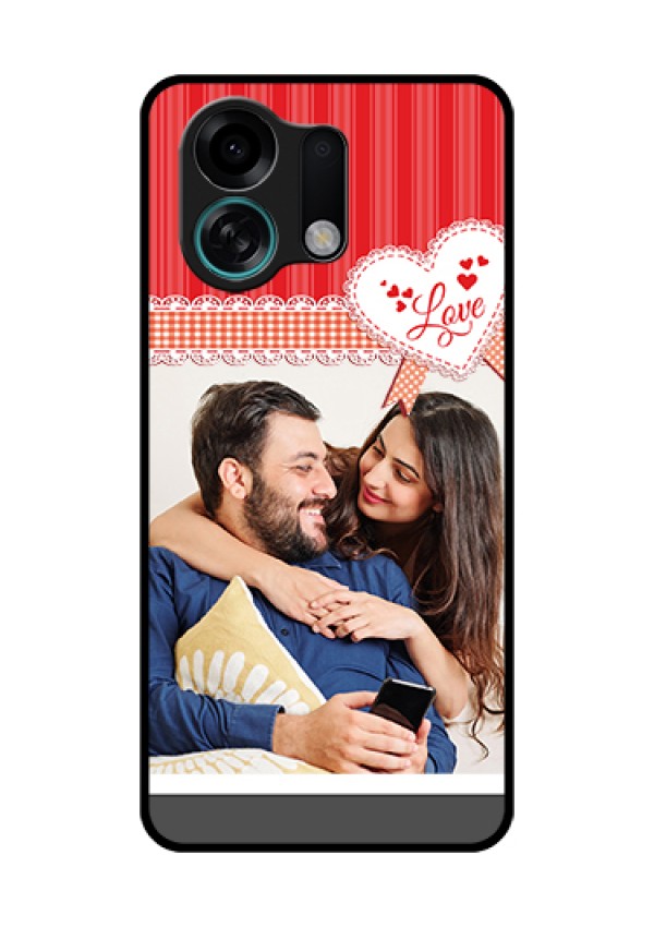Oppo K13 Turbo 5G Custom Glass Phone Case - Red Love Pattern Design