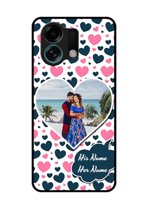 Oppo K13 Turbo 5G Custom Glass Phone Case - Pink & Blue Heart Design