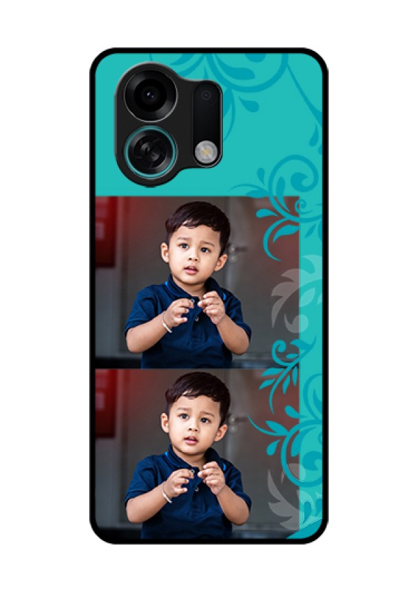 Oppo K13 Turbo 5G Custom Glass Phone Case - With Photo And Green Floral Design