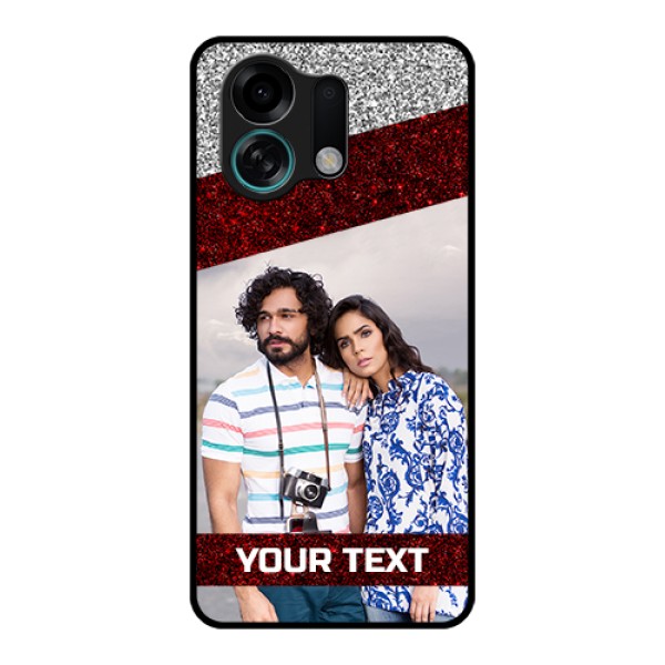 Oppo K13 Turbo 5G Custom Glass Phone Case - Image Holder With Glitter Strip Design Oppo K13 Turbo 5G Custom Glass Phone Case - Image Holder With Glitter Strip Design
