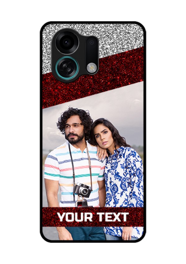 Oppo K13 Turbo 5G Custom Glass Phone Case - Image Holder With Glitter Strip Design