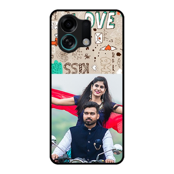 Oppo K13 Turbo 5G Custom Glass Phone Case - Love Doodle Pattern