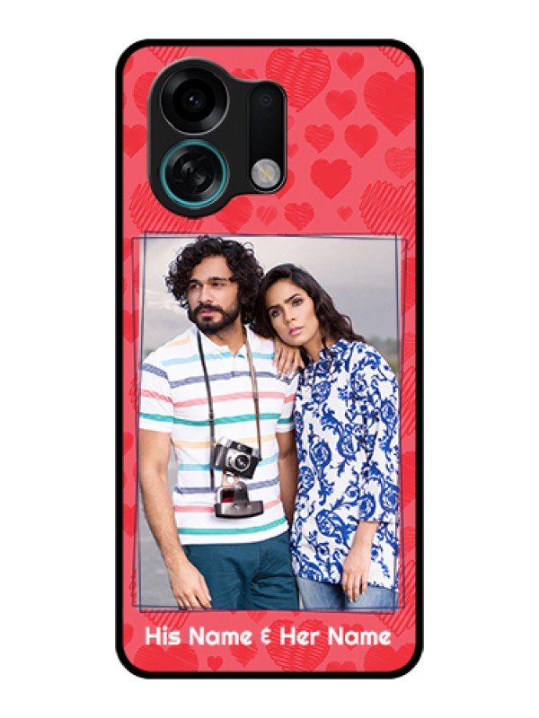 Custom Oppo K13 Turbo 5G Custom Glass Phone Case - With Red Heart Symbols Design