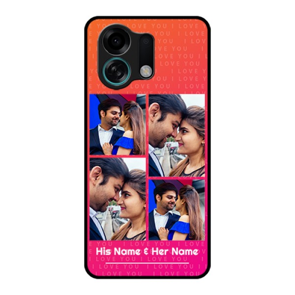 Oppo K13 Turbo 5G Custom Glass Phone Case - I Love You Pink Design