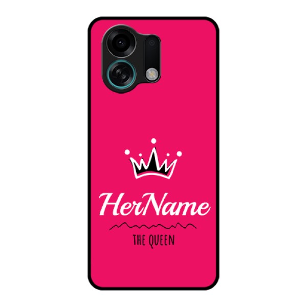 Oppo K13 Turbo 5G Custom Glass Phone Case - Queen With Name Design Oppo K13 Turbo 5G Custom Glass Phone Case - Queen With Name Design