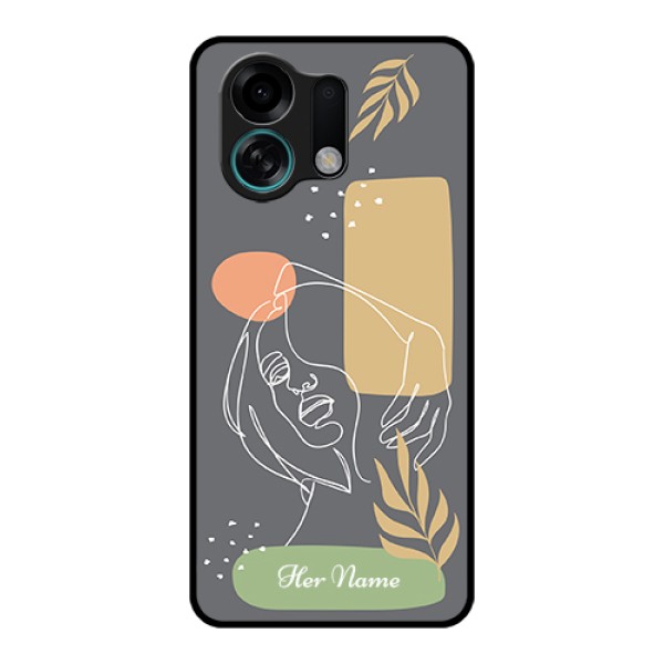 Oppo K13 Turbo 5G Custom Glass Phone Case - Gazing Woman Line Art Design Oppo K13 Turbo 5G Custom Glass Phone Case - Gazing Woman Line Art Design