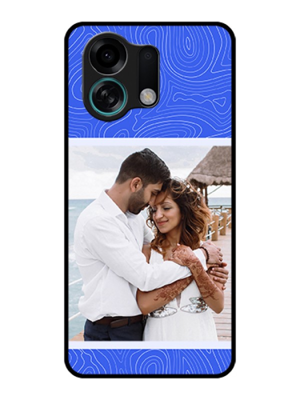 Custom Oppo K13 Turbo 5G Custom Glass Phone Case - Curved Line Art With Blue And White Design