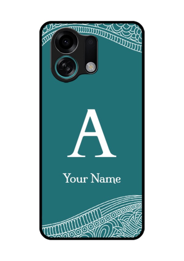 Oppo K13 Turbo 5G Custom Glass Phone Case - Line Art Pattern With Custom Name Design
