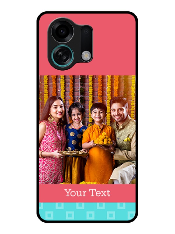 Custom Oppo K13 Turbo Pro 5G Custom Glass Phone Case - Peach & Blue Color Design