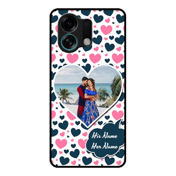 Oppo K13 Turbo Pro 5G Custom Glass Phone Case - Pink & Blue Heart Design