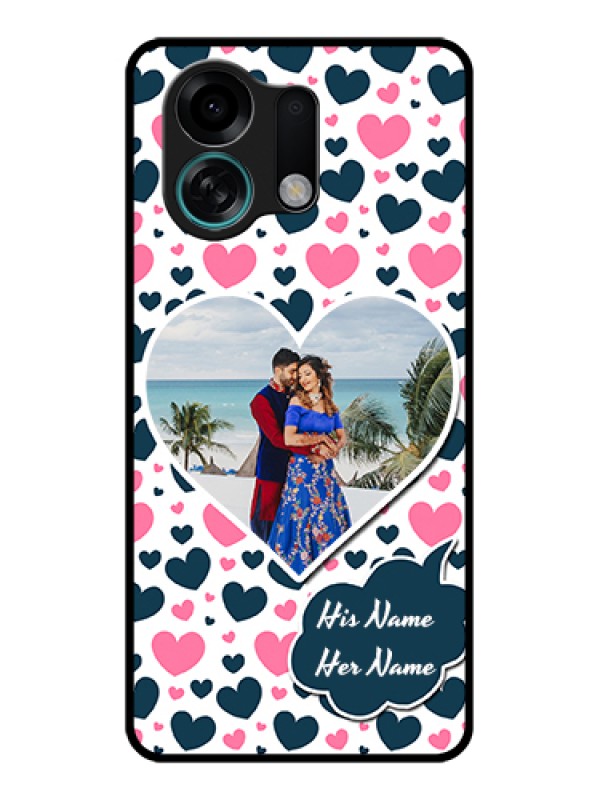 Custom Oppo K13 Turbo Pro 5G Custom Glass Phone Case - Pink & Blue Heart Design