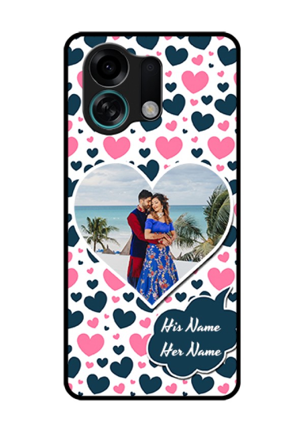 Oppo K13 Turbo Pro 5G Custom Glass Phone Case - Pink & Blue Heart Design