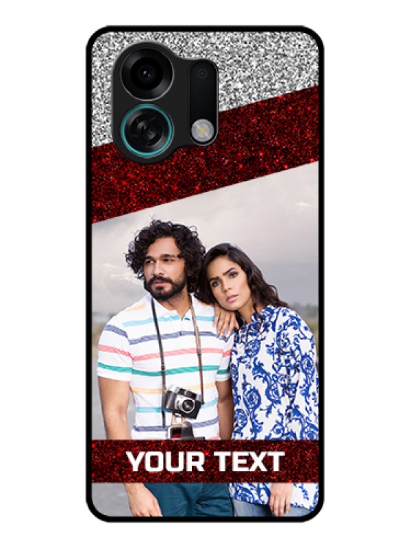 Custom Oppo K13 Turbo Pro 5G Custom Glass Phone Case - Image Holder With Glitter Strip Design