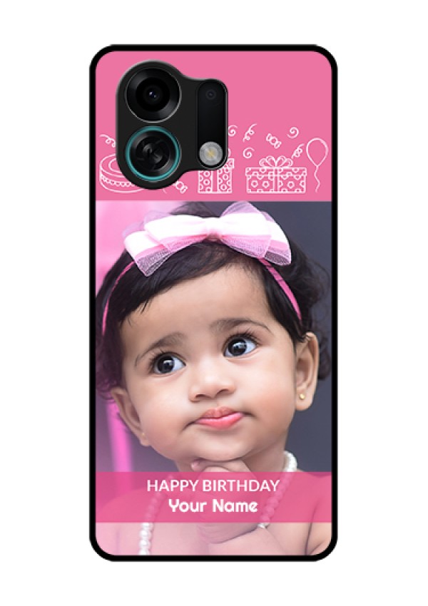 Oppo K13 Turbo Pro 5G Custom Glass Phone Case - With Birthday Line Art Design